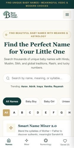 bestnamefinder.com Mobile View