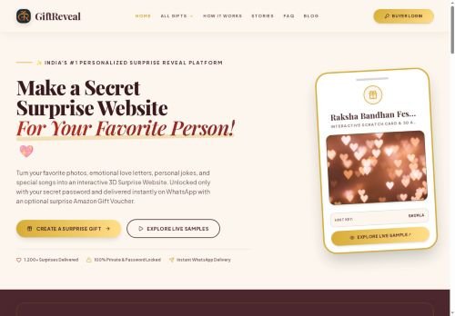 giftreveal.in. Desktop View