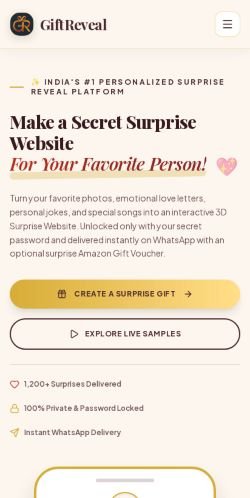 giftreveal.in. Mobile View