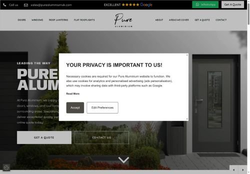 purealuminiumuk.com Desktop View