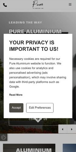 purealuminiumuk.com Mobile View