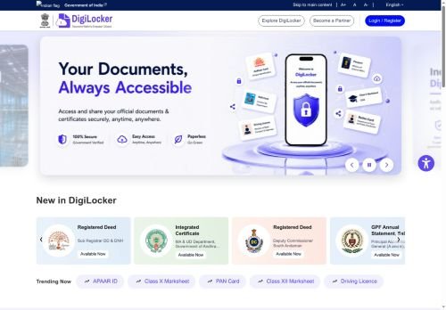 www.digilocker.gov.in Desktop View